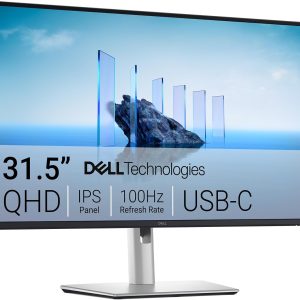 Dell Pro 32" Plus QHD USB-C Hub IPS 32-Inch Monitor - P3225DE 31.5" 16:9 IPS Panel HDMI DisplayPort USB-C Ports USB-A Ports RJ45 Port 2560 x 1440 Resolution at 100 Hz 5 ms Response Time Up to 90W of Power Delivery Included Adjustable Stand