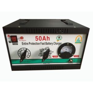 FAMICARE 50A battery charger for fast charging of large 12V and 24V battery banks, with adjustable current and safety protection