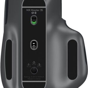 Logitech MX Master 3S Performance Wireless Mouse – Graphite (910-007501) Premium Wireless Mouse Bluetooth Low Energy 8,000 DPI Optical Sensor Quiet Click Technology MagSpeed Electromagnetic Scroll Wheel Side Thumbwheel Customizable Buttons Connect Up to 3 Devices USB-C Rechargeable 500mAh Battery Up to 70 Days Battery Life 10m Wireless Range Right-Handed Ergonomic Design Graphite