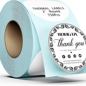 Rongta 2 Inch Circle Thermal Labels (White Round Φ 2 750 Labels/Rol