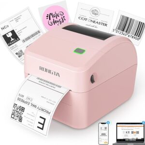 Rongta 4x6 Bluetooth Shipping Label Printer Thermal Label Printer for Shipping Packages, Small Business, Home, Office, Compatible with Major Platforms, Pink